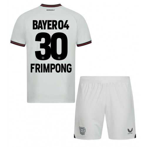 Fotbalové Dres Bayer Leverkusen Jeremie Frimpong #30 Dětské Venkovní 2023-24 Krátký Rukáv (+ trenýrky)